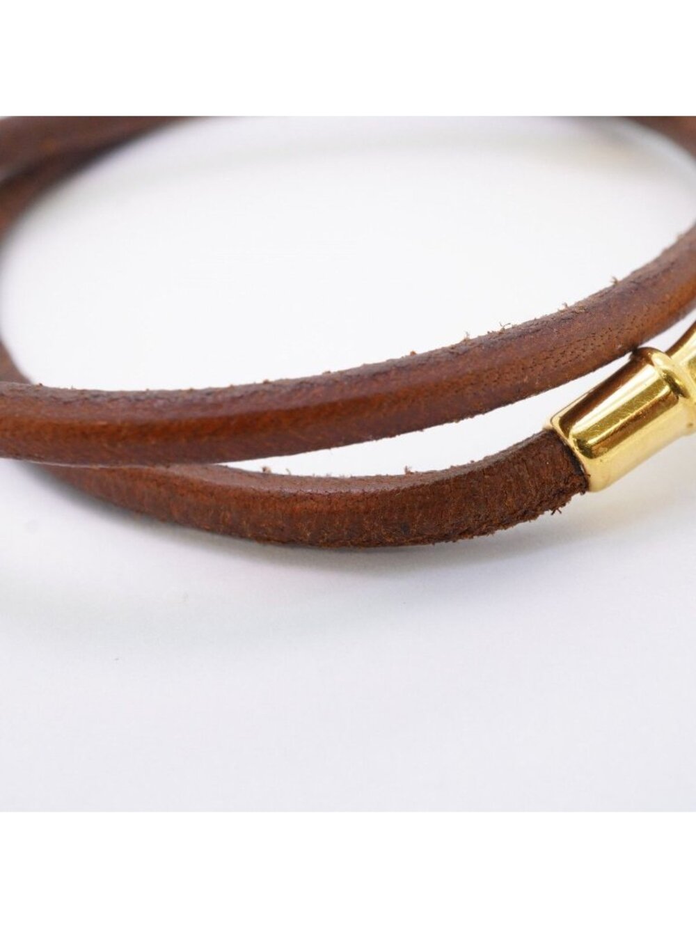 Hermes Bracelet Jumbo Hook Gold Plated Leather Brown - Picture 9 of 9